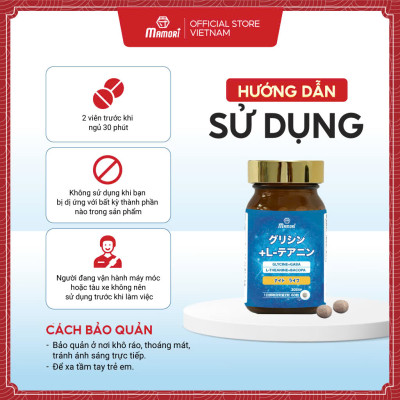 Combo 3 Hộp Viên uống MAMORI Glycine L-Theanine giúp giảm căng thẳng - stress, Hỗ trợ ngủ ngon, ngủ sâu giấc (60 Viên)