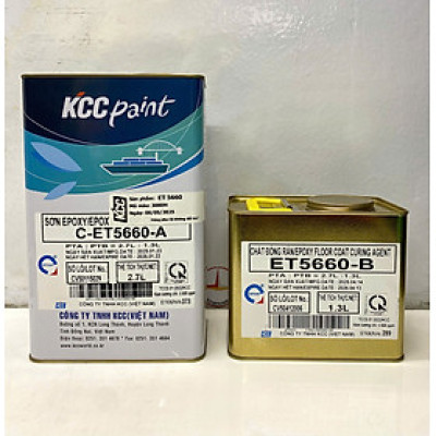 Sơn sàn bê tông epoxy KCC ET5660 Base C màu vàng 3000M _ 4L/Bộ