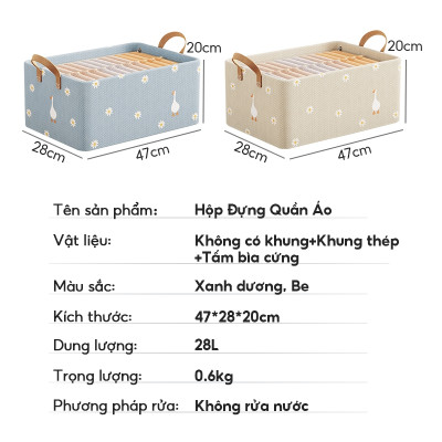 Hộp đựng quần áo có quai xách 47x28x20cm