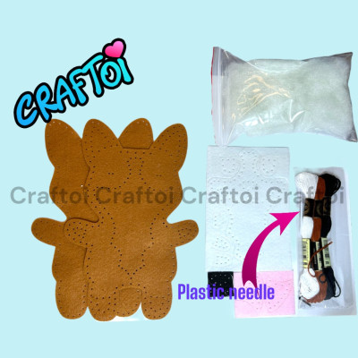 KIM NHỰA Bộ Thủ Công Trẻ Tự Làm Thú Bông 5+ CORGI KING FLUFFY I Craftoi Felt Sewing toy prepunched holes plastic needle