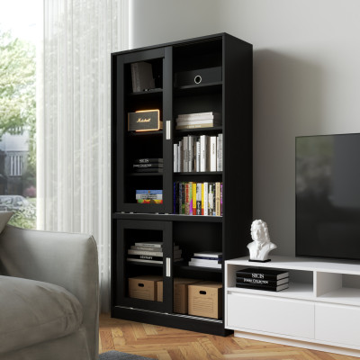 [Happy Home Furniture] LUCA, Tủ sách 4 cánh lùa, 90cm x 35cm x 180cm ( DxRxC), TCL_012