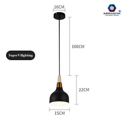 Đèn treo bàn ăn đui gỗ SuperVilighting trang trí trần bếp khòng khách phòng ngủ phong cách hiện đại