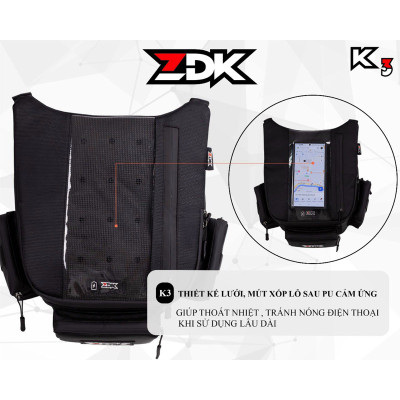 Túi treo xe máy chính hãng ZDK K3, nhiều ngăn, túi treo đầu xe, túi treo ghi đông xe máy chứa đồ dùng, cảm ứng điện thoại tốt - Hàng chính hãng