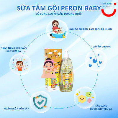Sữa Tắm Gội Ngừa Rôm Sảy, Mụn Sữa - Peron Baby - Sữa Tắm Không Chứa Paraben, An Toàn Cho Trẻ Sơ Sinh