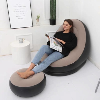 Ghế Hơi Tựa Lưng Bọc Nhung Mềm Mịn Êm Ái - Đệm Hơi Lót Chân Cao Cấp - Ghế Sofa Hơi