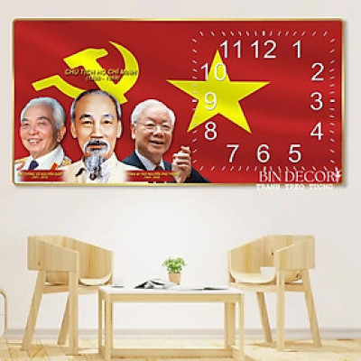 (ẢNH THẬT) Tranh đồng hồ tráng gương bác hồ bác trọng bác giáp trang trí decor kèm đinh
