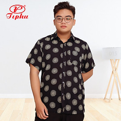 Áo họa tiết nam big size, cộc tay, form lớn, tà bằng, hoa văn dân gian cát tường, vải tole hút mồ hôi rất tốt, bigsize