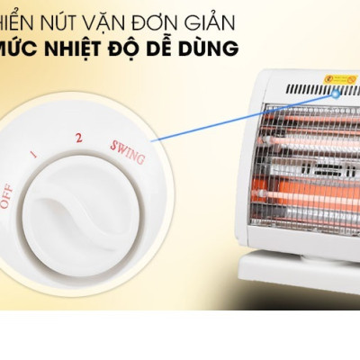 Đèn Sưởi Điện 2 Bóng Halogen 800W Xoay 90 Độ - Hàng Chính Hãng