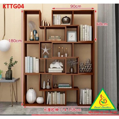 Kệ sách để sàn, kệ sách tự đứng, kệ trang trí KTTG04 ( Bộ gồm 6 kệ L)  - Nội thất lắp ráp Viendong Adv