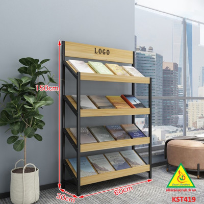 Kệ trưng bày sản phẩm, hàng hóa , kệ trang trí khung sắt mặt gỗ KST419- Nội thất lắp ráp Viễn Đông Adv