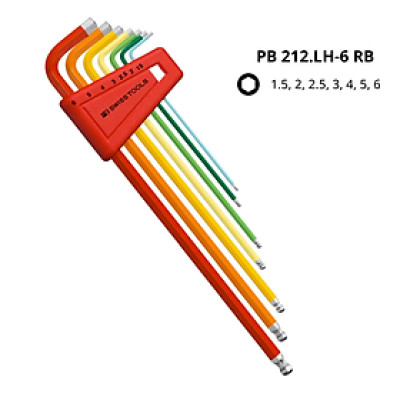 Bộ Lục Giác Rainbow Đầu Bi 7 Chi Tiết PB Swiss Tools PB 212.LH-6 RB Sản Xuất Tại Thụy Sỹ