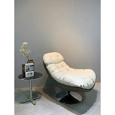 Ghế thư giãn Junosofa Sumi – Vải nỉ phối da, chân inox hiện đại