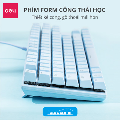 Bàn Phím Cơ Gaming Deli VS788 PRO LED RGB Chế Độ Nháy Cực Đẹp Khác Nhau, Phím Cơ Gõ Siêu Đã, Thiết Kế Nhỏ Gọn Tương Thích Với Laptop, PC, Máy Tính, Kiểu Dáng Gamer Game Thủ eSport Bàn Phím Văn Phòng - Hàng Chính Hãng 