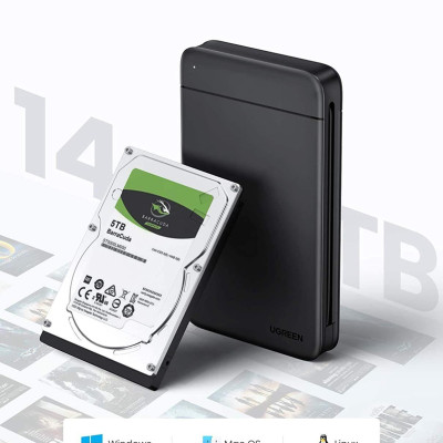 Ugreen UG10904CM352TK tích hợp cáp Type C hỗ trợ 10TB Hộp đựng ổ cứng 2.5 inch - HÀNG CHÍNH HÃNG