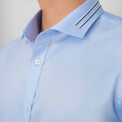 Áo sơ mi nam dài tay ALIGRO cổ bẻ dáng ôm body 100% chất cotton xanh phối cổ  ALGS212