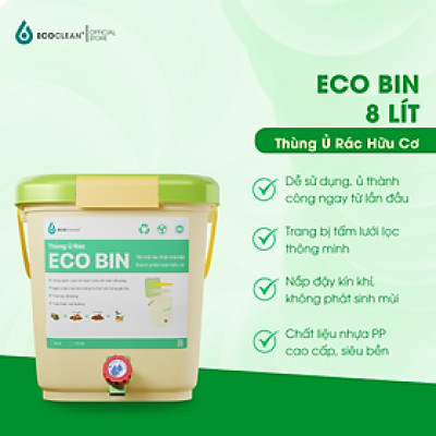 Thùng Ủ Rác Hữu Cơ EcoBin 8 Lít - EcoClean - Ủ Rác Nhà Bếp - Tự Làm Phân Compost Tại Nhà