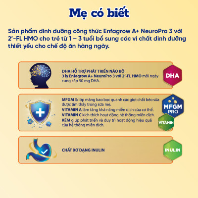 Sữa bột Enfagrow A+ NeuroPro 3 với 2’-FL HMO cho trẻ từ 1 – 3 tuổi– 1.7kg