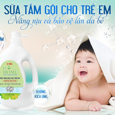 Sữa Tắm Gội Trẻ Em Ecohome Công Nghệ Sinh Học Bảo Vệ Nuôi Dưỡng Da Và Tóc Bé Vượt Trội 1000ml