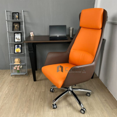 Ghế xoay văn phòng dành cho Giám đốc nữ CM4429-P Nội thất Capta Ghế Lãnh đạo nệm PVC mềm chân thép mạ chrome 