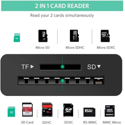 Ugreen UG50432US235TK 15CM màu đen đầu đọc thẻ 2 trong 1 USB type C OTG - HÀNG CHÍNH HÃNG