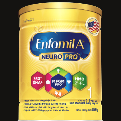 Sữa bột Enfamil A+ NeuroPro 1 với 2’-FL HMO cho trẻ từ 0 – 6 tháng tuổi– 830g