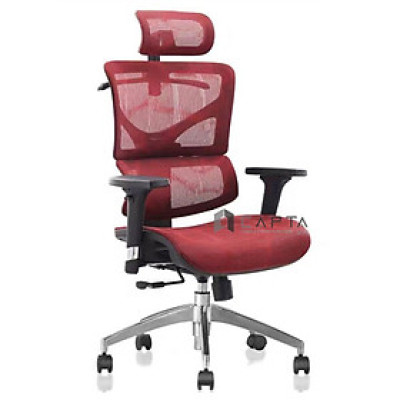 Ghế xoay văn phòng màu đỏ CM4277-M Nội thất Capta Ghế Giám đốc lưng lưới bảo vệ cột sống có tay tựa chữ T điều chỉnh
