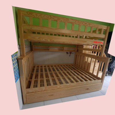 Giường tầng cao cấp USA OHAHA - Màu gỗ thông tự nhiên