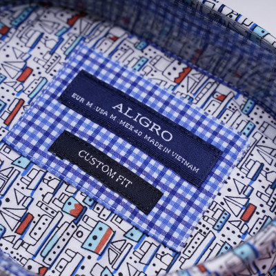 Áo sơ mi nam công sở họa tiết cộc tay Custom Fit mã ALGS-C87