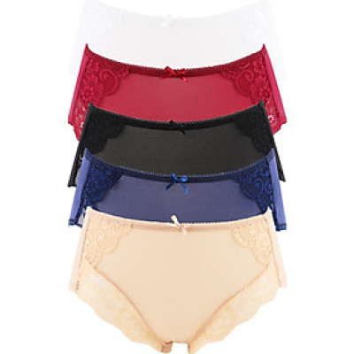 Bộ 5 Quần Lót Nữ Thun Lạnh Phối Ren Mignon QN015 - Màu Ngẫu Nhiên