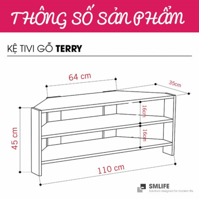 Kệ để tivi phòng ngủ bằng gỗ công nghiệp SMLIFE Terry