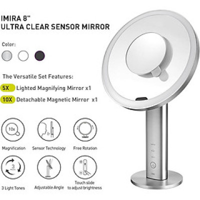Gương trang điểm cảm biến thông minh EKO EK5288WH-5X-E iMira Ultra clear (Màu trắng ngọc trai) Hàng chính hãng