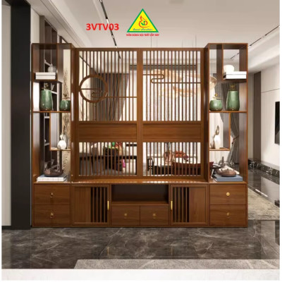 Kệ tivi kiêm vách ngăn phòng khách và nhà bếp 3VTV03 - Nội thất lắp ráp Viễn Đông