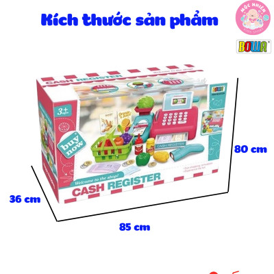 Đồ chơi siêu thị Bowa 8352A, quầy thanh toán 15 món có dùng pin