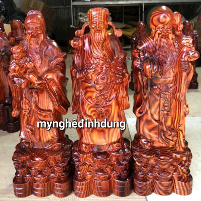 Bộ tượng phật tam đa phúc lộc thọ bằng gỗ trắc kt cao 30x11x9cm 