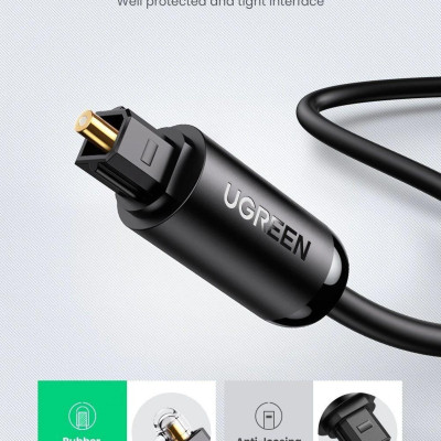 Ugreen UG70891AV122TK 1.5M cáp quang Toslink Optical đầu mạ vàng 24k âm thanh 7.1 màu đen - HÀNG CHÍNH HÃNG