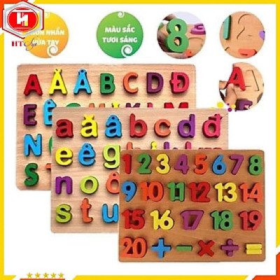 Combo 3 Bảng Chữ Cái Tiếng Việt Và Số Bằng Gỗ Cao Cấp Cho Bé - Đồ Chơi Trẻ Em HT SYS