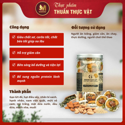 Snack Gạo Lứt Phủ Granola Siêu Hạt GUfoods 200g - Bữa ăn nhẹ tiện lợi, Giàu dinh dưỡng, Ăn vặt healthy, Hỗ trợ giảm cân, Ăn kiêng, Eat clean, Thuần chay
