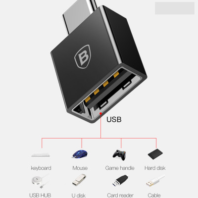 Đầu chuyển OTG USB Type C sang USB Full size Baseus (TYPE C Male to USB Female Cable Adapter Converter)( HÀNG CHÍNH HÃNG)