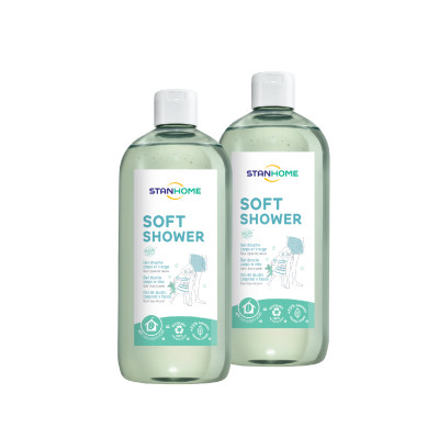 [DATE 04-2026]Combo 2 Sữa tắm, rửa mặt không xà phòng cho mọi loại da và da nhạy cảm Stanhome Soft Shower Gel Douche Corps Et Visage Tous types de peaux 740ML/chai