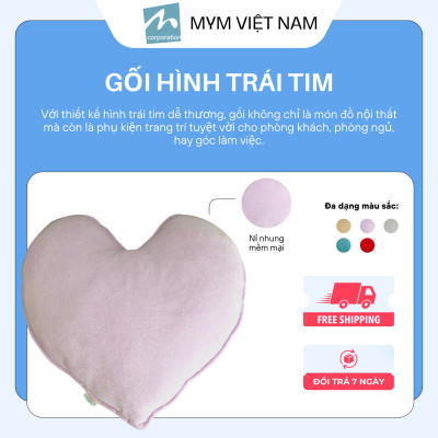 Gối Tựa Lưng - Gối Trang Trí Sofa Hình Trái Tim Chất Vải Nỉ Nhung Mềm Mại