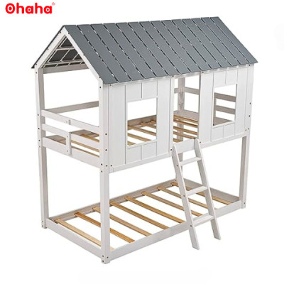 [Video thực tế - Miễn phí vận chuyển & lắp đặt] Giường tầng trẻ em thông minh cao cấp kiểu dáng ngôi nhà Ohaha - GTCC010