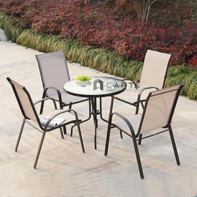 Bộ bàn cafe 4 ghế lưới ngoài trời  SL TE2020-06G / CC2033-T Nội thất Capta Bộ bàn ghế thư giãn sân thượng bền với nắng mưa Outdoor table set