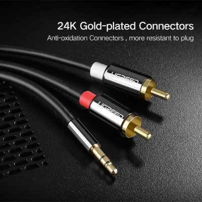 Ugreen UG10749AV116TK 1M màu Đen Cáp âm thanh 2 đầu Bông sen sang 3.5mm Dương mạ vàng - HÀNG CHÍNH HÃNG