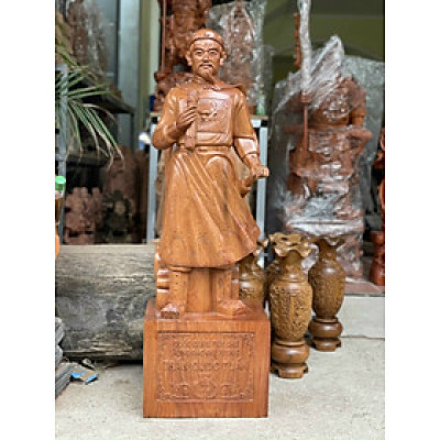 Tượng trần quốc tuấn nhà một nhà quân sự nỗi lạc bằng gỗ hương đá kt cao 80×26×20cm