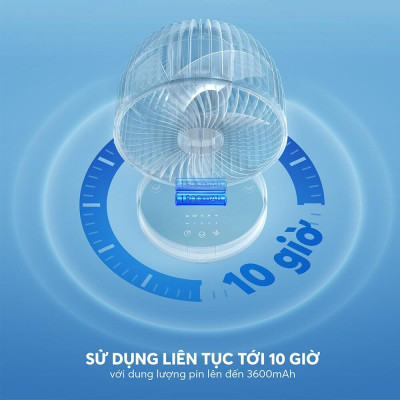 Quạt sạc tuần hoàn không khí Elmich CFE-8786, dung lượng pin lớn, hoạt động liên tục tới 10h, tạo nên luồng gió mạnh,  di chuyển linh hoạt 90° theo chiều ngang tạo luồng gió đa chiều, làm mát nhanh, dễ chịu - Hàng chính hãng