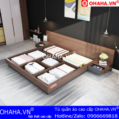 Giường ngủ gỗ cao cấp OHAHA kiểu Nhật (GN101)