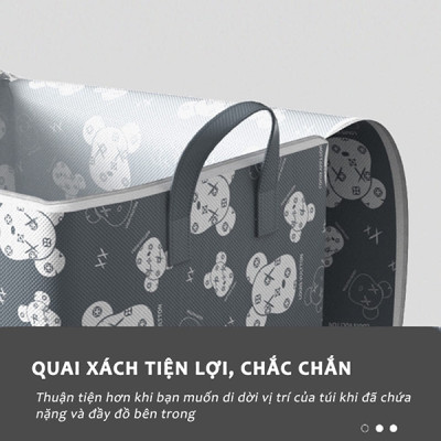 Túi đựng quần áo, chăn màn size lớn 1000L, có khoá kéo cao cấp- Hàng chính hãng