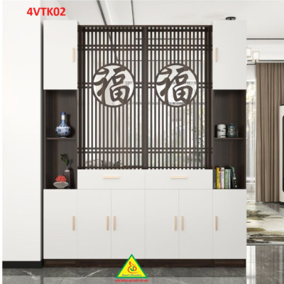 Vách ngăn phòng khách, vách ngăn tủ kệ bằng gỗ 4VTK02 - Nội thất lắp ráp Viendong adv