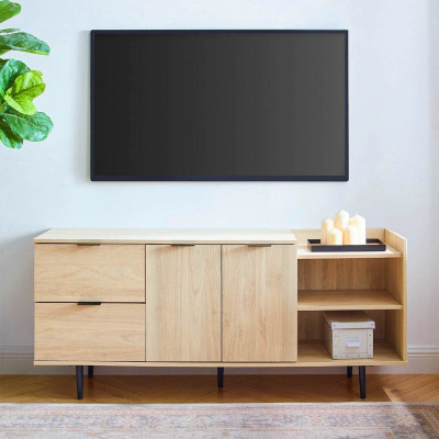 Kệ gỗ tivi phòng khách kết hợp giá sách SMLIFE Tomoyo