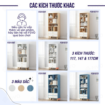 Tủ Kệ Sách Đứng Đa Năng FIVO Mã FB61 Cao Cấp Phong Cách Châu Âu, Phủ Melamine Chống Trầy Xước Và Chống Nước Bề Mặt - Hàng Chính Hãng